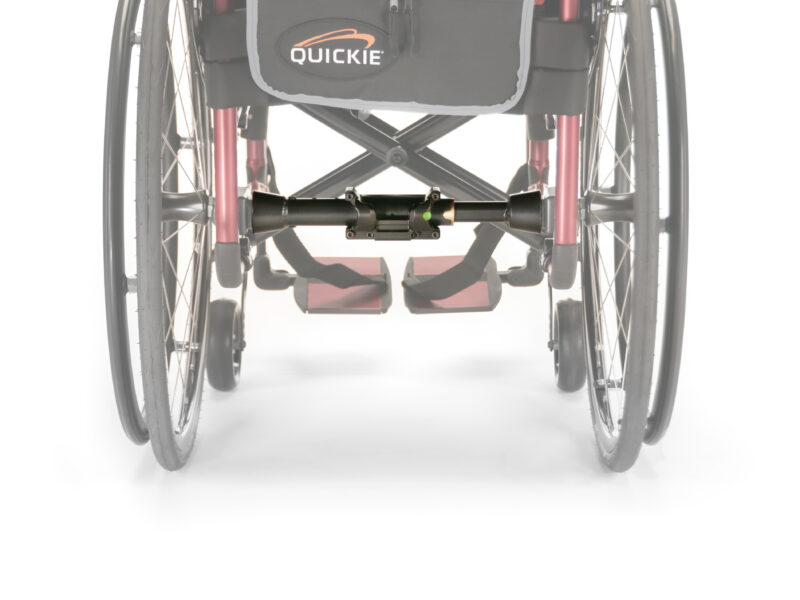 Close up of a reciever for m90 wheels on a folding wheelchair