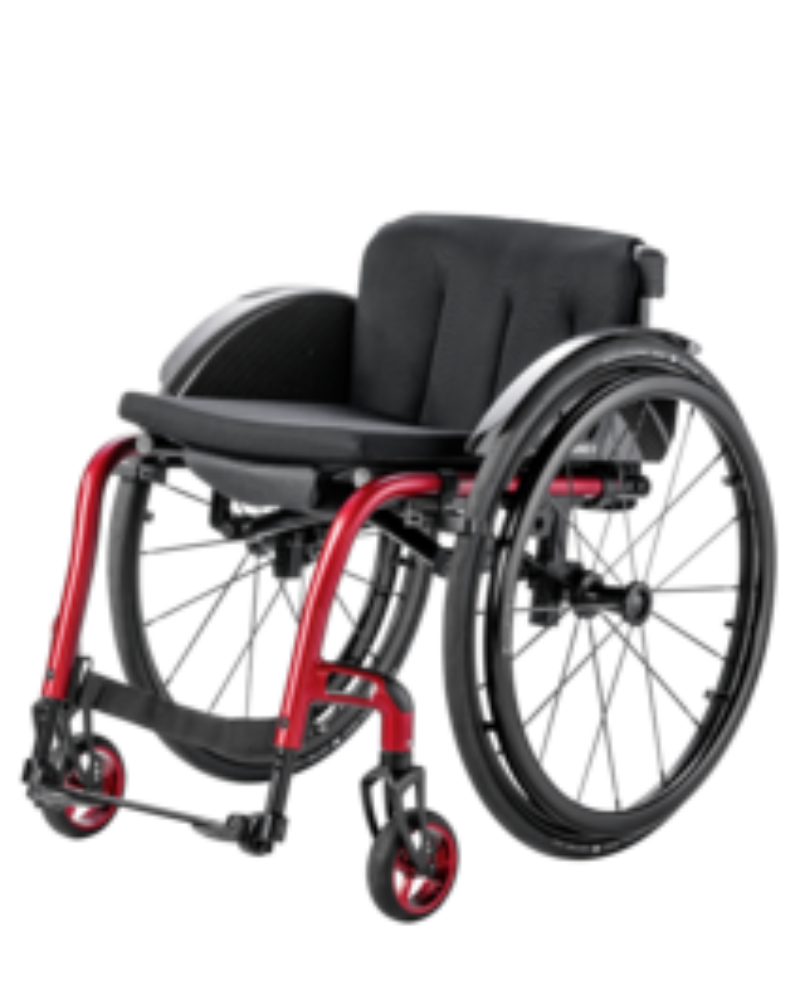 Nano X active wheelchair with red frame against a white background