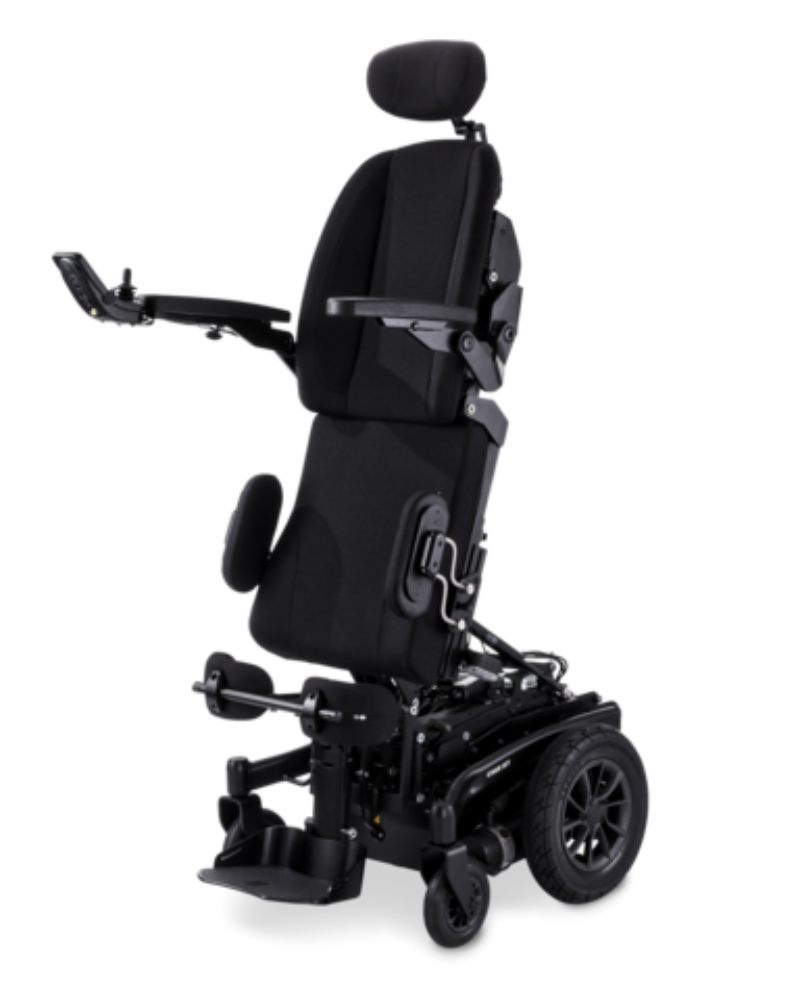 meyra sky powerchair in standing mode against a whitre background